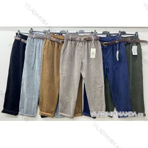 Nohavice bavlnené teplé s opaskom dámske nadrozmer (42/44/46 ONE SIZE) TALIANSKA MÓDA IM424734