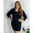 Šaty elegantné púzdrové 3/4 rukáv dámske (2XL-4XL) TALIANSKA MÓDA IMM23M23121XL/DUR 5XL tmavo modrá