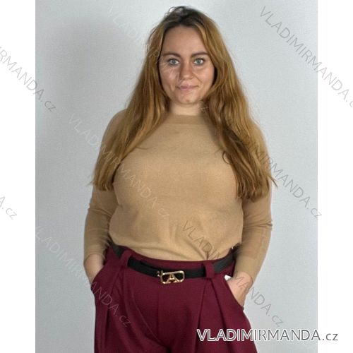 Svetr úpletový dlouhý rukáv dámský nadrozměr (50/52/54 ONE SIZE) TALIANSKA MóDA IMSM24JK8116-64
