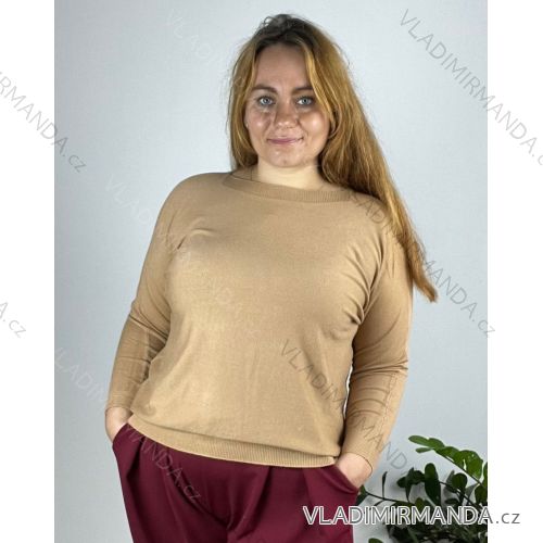Svetr úpletový dlouhý rukáv dámský nadrozměr (50/52/54 ONE SIZE) TALIANSKA MóDA IMSM24JK8116-64/DR