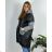 Bunda zimná s kapucňou dlhý rukáv dámska nadrozmer (54/56/58 ONE SIZE) TALIANSKA MÓDA IMD24436/DR 56/58 šedá