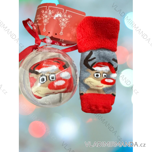 Ponožky Vianočné veselé darčekové balenie v guli teplé termo dámske sob (36-40) POLSKÁ MODA DPP22071D/DR červená 36-40