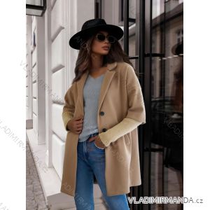 Kabát flaušový na gombíky dlhý rukáv dámsky nadrozmer (48/50/52 ONE SIZE) TALIANSKA MÓDA IMD24494