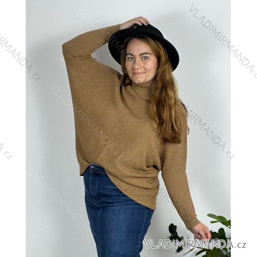 Svetr dlouhý s rolákem rukáv dámský nadrozměr (54/56/58 ONE SIZE) TALIANSKA MóDA IMSN24VERONA