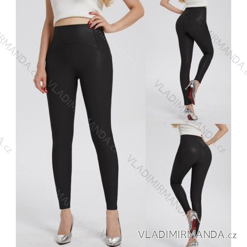 Legíny koženkové zateplené dlhé dámske (S-XL) TALIANSKA MÓDA IMWGBL2451700/DUR -   čierna
 -   M