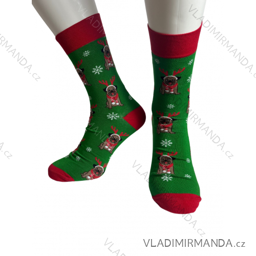 Ponožky veselé vianočné pánske (41-43,44-46) POLSKÁ MÓDA DPP24MOPS/DR zelená