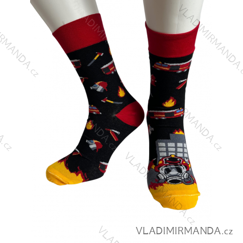 Ponožky veselé hasič pánske dámské dětské  (35-37, 38-40, 41-43, 44-46) POĽSKÁ MÓDA DPP24HASIC _barva viď foto 44-46