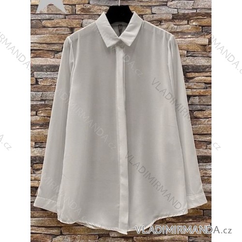 Košeľa dlhý rukáv dámska (S/M ONE SIZE) TALIANSKA MÓDA IMPES24JESSICA6 biela S / M