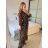 Šaty dlhé šifónové dlhý rukáv dámske (S/M ONE SIZE) TALIANSKA MÓDA IMWCP24415-4/DU -   hnedá
 -   S / M