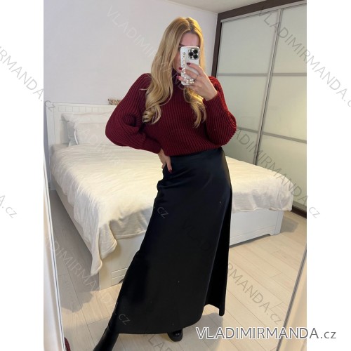 Sukňa dlhá saténová dámska (S/M ONE SIZE) IMM24M67072/DU -   čierna
 -   S / M