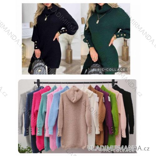 Sveter šaty pletené s rolákom dlhý rukáv dámske (S/M/L ONE SIZE) TALIANSKA MÓDA IMWBL24100