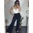Nohavice dlhé letné dámske (S/M/L ONE SIZE) TALIANSKA MÓDA IMD23417/DUR M/L čierna