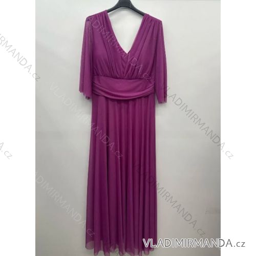 Šaty spoločenské lurexové dlhé elegantný dlhý rukáv dámske (42/44/46 ONE SIZE) TALIANSKA MÓDA IMPSH2420033