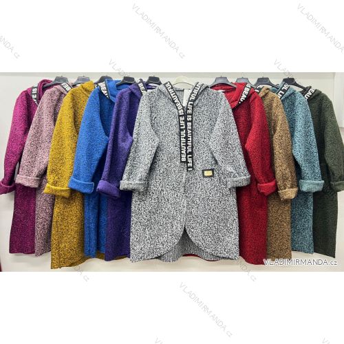 Kabát teplý s kapucňou dlhý rukáv dámsky nadrozmer (48/50/52 ONE SIZE) TALIANSKA MÓDA IM424788