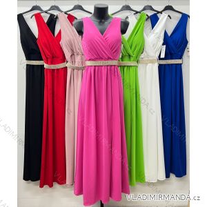 Šaty dlhé spoločenské s opaskom na ramienka dámske (S/M/L ONE SIZE) TALIANSKA MÓDA IM424803
