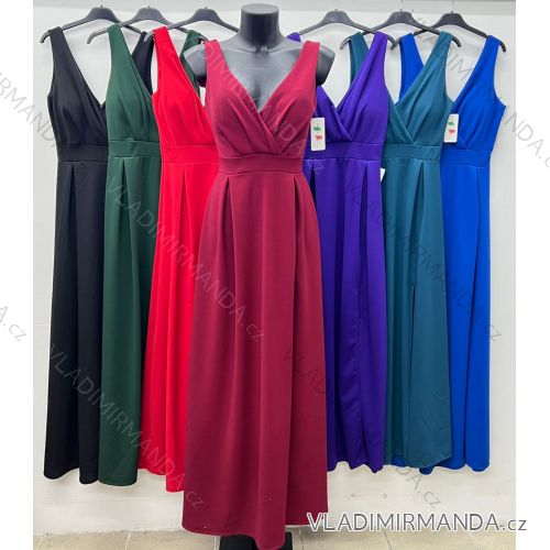 Šaty dlhé spoločenské na ramienka dámske (S/M/L ONE SIZE) TALIANSKA MÓDA IM424804