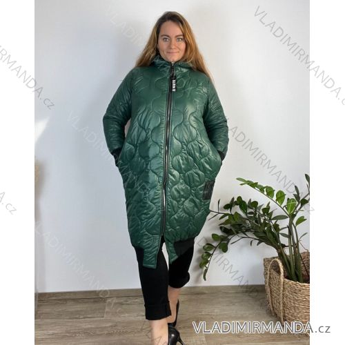Bunda s kapucňou dámska nadrozmer (2XL/3XL ONE SIZE) TALIANSKA MÓDA IM423768/DR smaragdová 2XL/3XL