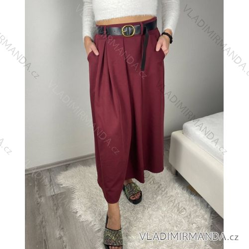 Sukňa dlhá s opaskom dámska (S/M/L ONE SIZE) TALIANSKA MÓDA IMM24M7755-1/DR S / M vínová