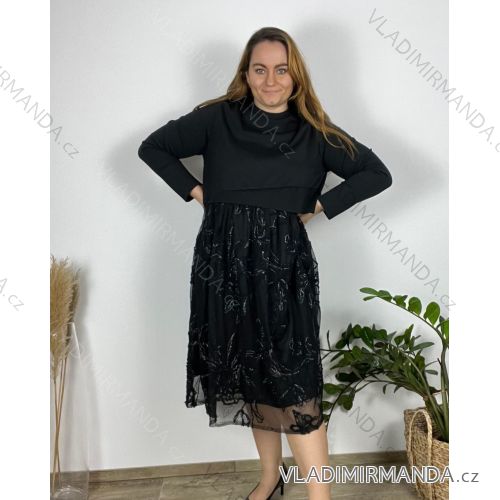 Šaty voľnočasové dlhý rukáv dámske (50/52/54 ONE SIZE) TALIANSKA MÓDA IMPLI241508H