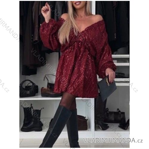 Šaty s flitrami dlhý rukáv dámske (XS/S/M ONE SIZE) TALIANSKA MÓDA IMWGB241306