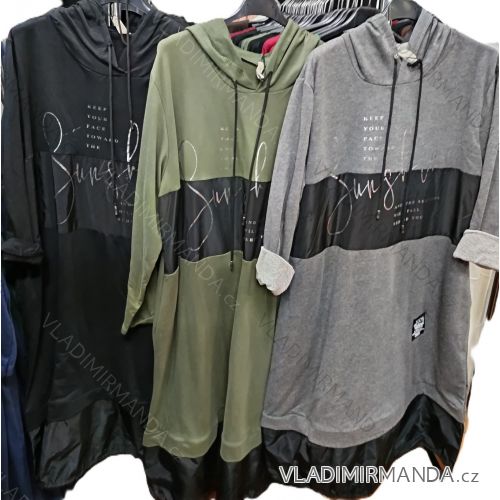 Šaty teplé s kapucňou dlhý rukáv dámske nadrozmer (42/44/46 ONE SIZE) TALIANSKA MÓDA IMSM24079