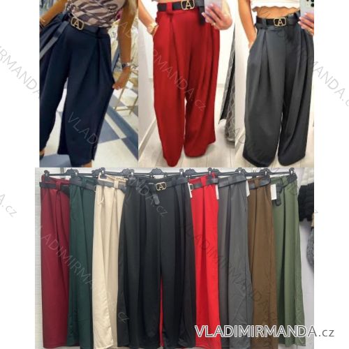 Nohavice elegantné s opaskom dámske (S/M/L ONE SIZE) TALIANSKA MÓDA IMWDT241374