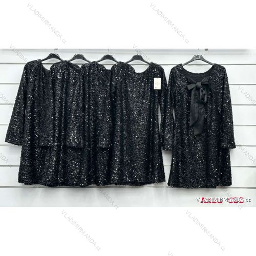 Šaty krátke elegantné flitrové dlhý rukáv dámske (S/M/L ONE SIZE) TALIANSKA MÓDA IMWCA241377