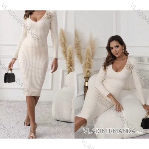 Šaty riadkové teplé dlhý rukáv dámske (S/M ONE SIZE) TALIANSKA MÓDA IMWCA241386