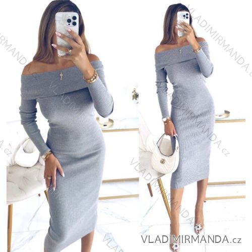 Šaty riadkové teplé dlhý rukáv dámske (S/M ONE SIZE) TALIANSKA MÓDA IMWCA241387