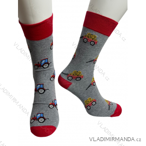 Ponožky veselé pánske traktor (38-41,42-46) POLSKÁ MÓDA DPP21226RED/DR