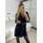Tunika košeľová dlhý rukáv dámska (S/M/L ONE SIZE) TALIANSKA MÓDA IMM24M3297/DUR tm. modrá M/L