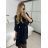 Tunika košeľová dlhý rukáv dámska (S/M/L ONE SIZE) TALIANSKA MÓDA IMM24M3297/DUR tm. modrá M/L