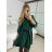 Tunika košeľová dlhý rukáv dámska (S/M/L ONE SIZE) TALIANSKA MÓDA IMM24M3297/DUR tm. modrá M/L