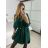 Tunika košeľová dlhý rukáv dámska (S/M/L ONE SIZE) TALIANSKA MÓDA IMM24M3297/DUR tm. modrá M/L
