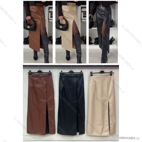 Sukňa dlhá koženková dámska (S/M/L ONE SIZE) TALIANSKA MÓDA IMWB241430