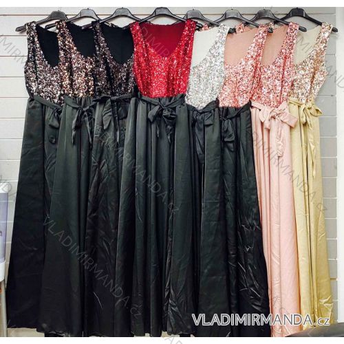 Šaty dlhé elegantné spoločenské flitrové bez rukávov dámske (S/M/L ONE SIZE) TALIANSKA MÓDA IMWGS241448