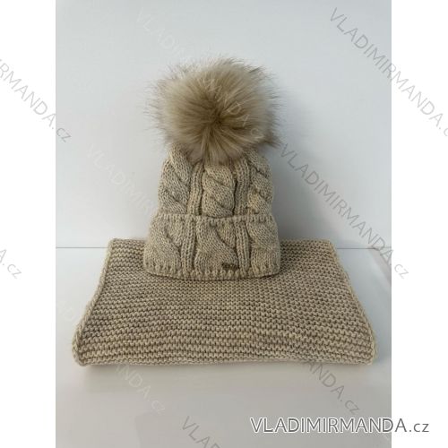 Súprava čiapky a nákrčník zimná dámska (ONE SIZE) POLSKÁ VÝROBA VELIO  PVF243994