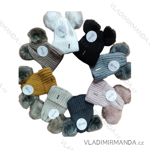 Čiapky zimné dve brmbolce dámska (ONE SIZE) WROBI POĽSKO PV920153/DR ONE SIZE šedá světlá