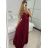 Šaty dlhé spoločenské na ramienka dámske (S/M ONE SIZE) TALIANSKA MÓDA IMPSH2380566/DU -   tmavo modrá -   S / M