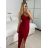 Šaty dlhé elegantné spoločenské trblietavé na ramienka dámske (S/M ONE SIZE) TALIANSKA MÓDA IM424768/DU -   červená -   S / M