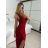 Šaty dlhé elegantné spoločenské trblietavé na ramienka dámske (S/M ONE SIZE) TALIANSKA MÓDA IM424768/DU -   červená -   S / M