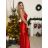 Šaty dlhé elegantné spoločenské na ramienka dámske (S/M ONE SIZE) TALIANSKA MÓDA IMPLP2322930135/DU S/M červená