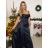 Šaty dlhé spoločenské na ramienka dámske (S/M ONE SIZE) TALIANSKA MÓDA IMPSH245400 modrá S/M