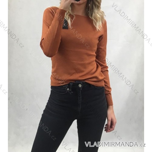 Svetr upletový dlouhý rukáv dámské (S/M/L ONE SIZE) ITALSKá MóDA IM5205801-27/DR S / M hnedá