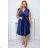 Šaty elegantné spoločenské lesklé krátky rukáv dámske nadrozmer (36-50) POLSKÁ MÓDA PMLBF24NICOLL1 tmavo modrá 42