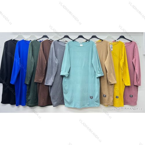 Šaty klasik teplé s vreckami dlhý rukáv dámske nadrozmer (50/52/54 ONE SIZE) TALIANSKA MÓDA IM424845