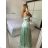 Šaty carmen dlhé na ramienka elegantné saténové dámske (S/M ONE SIZE) TALIANSKA MÓDA IMPBB22B22735/DR - zelená lipová - S/M