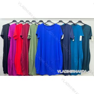 Šaty voľnočasové krátky rukáv dámske nadrozmer (52/54/56 ONE SIZE) TALIANSKA MÓDA IM424865