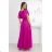 Šaty dlhé spoločenské krátky rukáv dámske nadrozmer (36-52) POLSKÁ MÓDA PMLMR25INES2 ružová fuchsiová 50