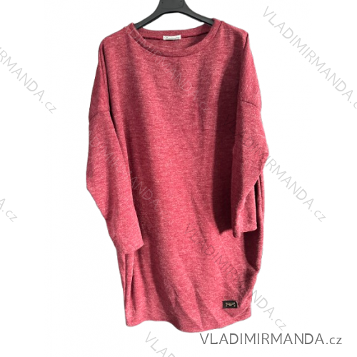Šaty klasik teplé dlouhý rukáv dámské nadrozměr (54/56/58 ONE SIZE) ITALSKÁ MÓDA IMD24FASHIONA